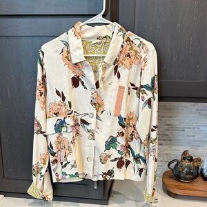 Mystree Floral Jacket - Cream and Pink